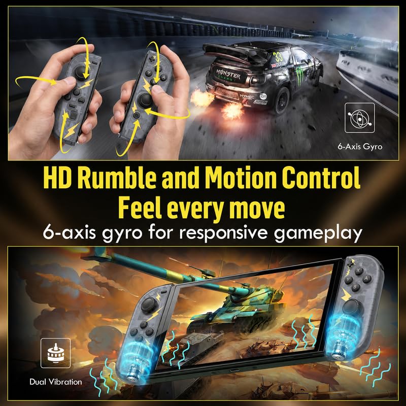 Ninconrep Wireless Switch Controller Joy with Zero Drift Hall Joystick, HD Rumble Gamepad for Family Party Games and Replacement Gift, Cons with Switch 1 OLED Lite Remote 7 613truPwvtL