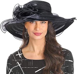 Kentucky Derby Church Dress Hat for Women Yellow Fascinator Bridal Tea Party Wedding Hat Wide Brim