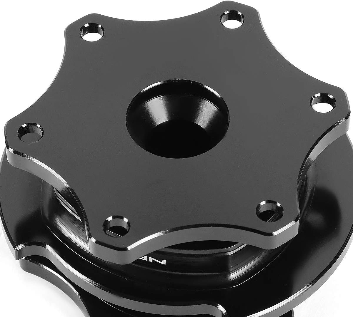 Auto Dynasty NRG Innovations SRK-R200BK-BK Aluminum SFI 42.1 D Shaped Steering Wheel Quick Release Adapter Hub Black