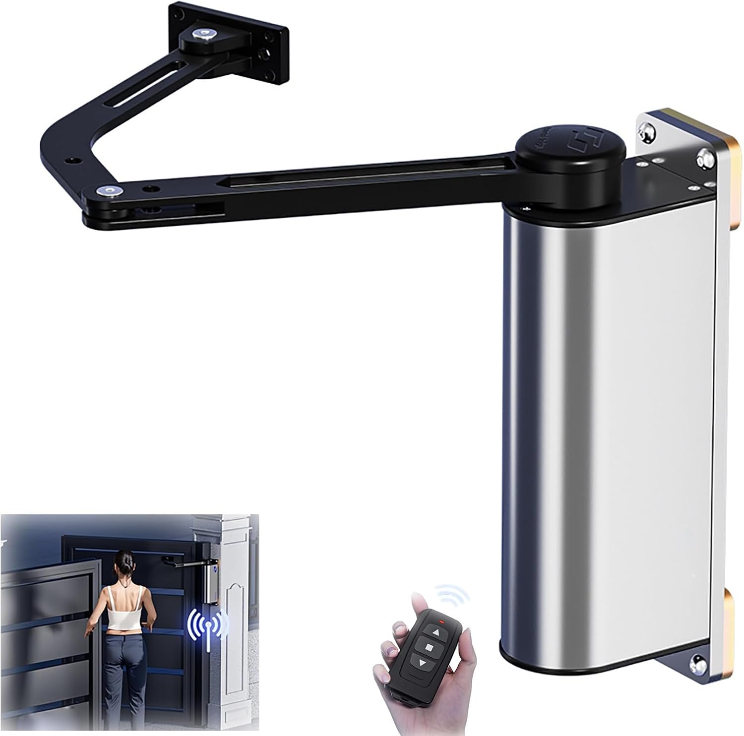 Electric Remote Door Closer for Commercial and Home, Storm Door Closer Automatic, Gate Closer Soft Close, Side Mount