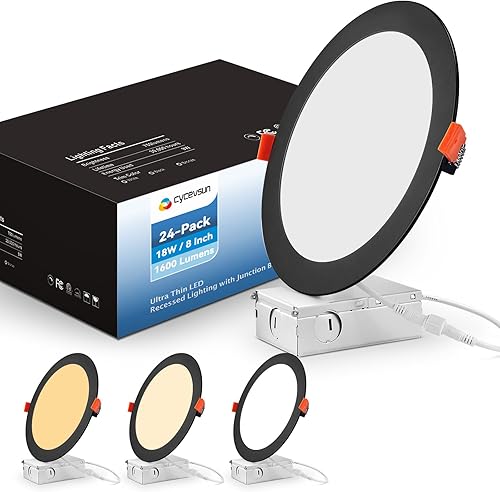 Miniatura 9 de CycevSun Luces empotrables negras sin lata de 6 pulgadas, iluminación exterior de soffito, regulables y 3000 K, 4000 K, 5000 K, seleccionables, 12