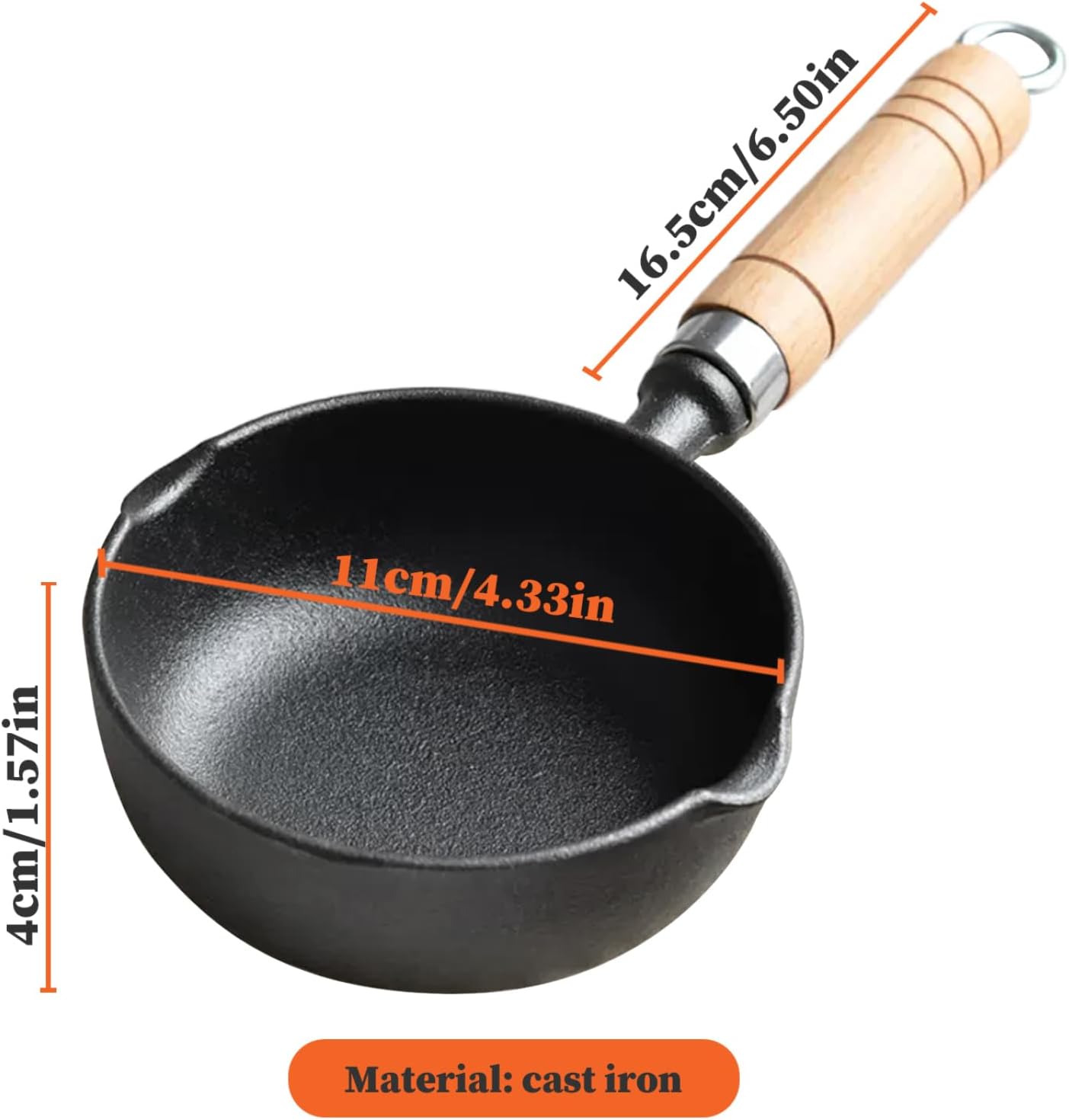 Butter Melting Pot, Non-stick Cast Iron Sauce Pot with Wood Handle, Small Cast Iron Melting Pot, Hanging Butter Warmer for Oil Milk Candy Chocolate Style 2, Small Cast Iron Pot