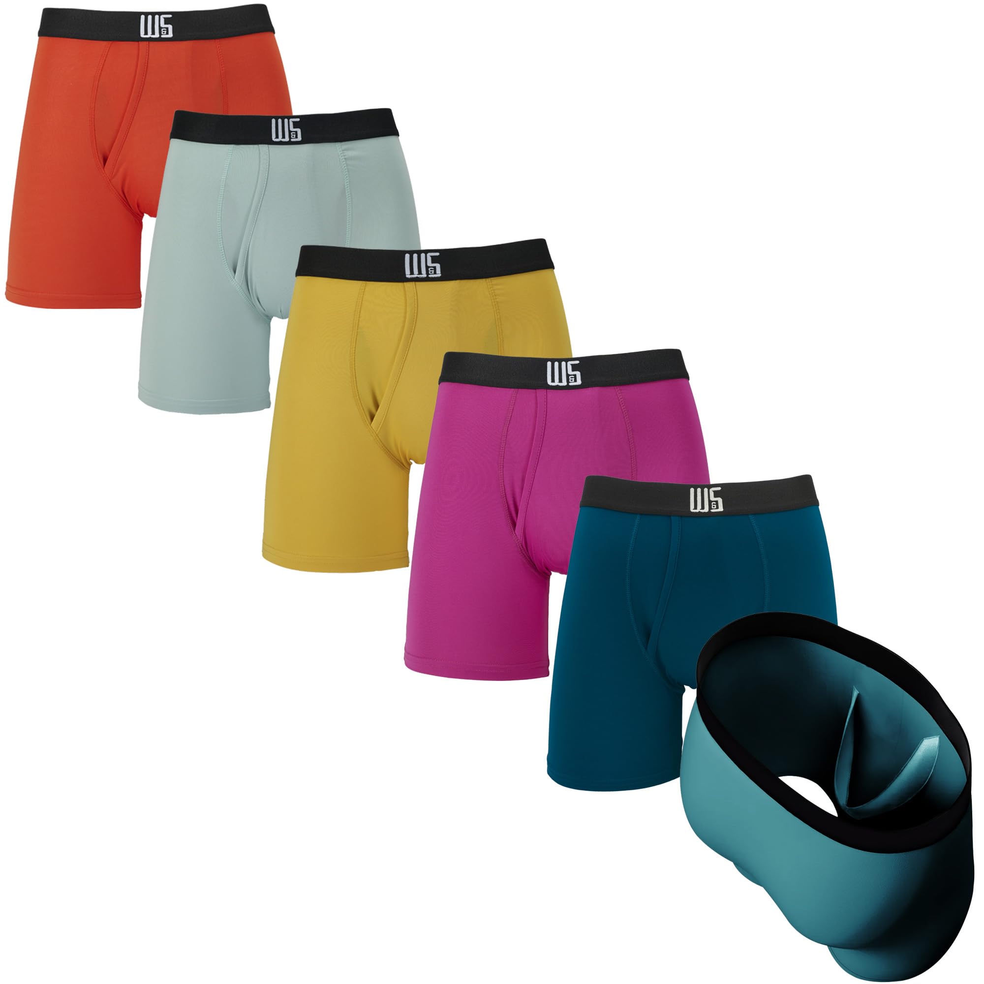 Warriors & Scholars Chafe Safe Pouch Boxer Briefs For Men Pack Of 6, Ultra Soft, Moisture-Wicking, Buldge Enhancing Underwear