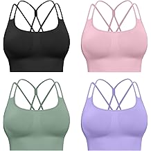 Sports Bras for Women, 4 Packs Padded High Support Workout Yoga Seamless Criss-Cross Racerback Bras