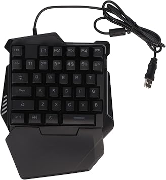 One Handed Gaming Keyboard, 35 Keys RGB Backlit Ergonomic Keyboard with Wrist Rest, Silent USB Wired Mini Gaming Keypad for PC