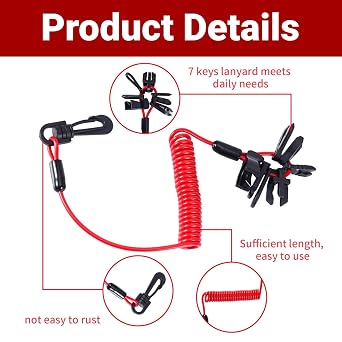 Boat Engine Switch Lanyard PU Outboard Engine Motor Lanyard Universal Safety Lanyard Tether Cord for Boat Bike
