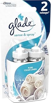 Sense & Spray Air Freshener Refill, Motion Activated Automatic Room Spray and Odour Eliminator for Home, Clean Linen, Duo Pack (2 x 18ml)