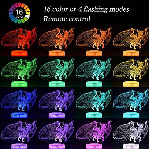 Kymellie Dragon Night Light Dragon Led Decor Lamp For Kid’s Room, Dragon Toys Touch With Remote Control/16 Colors, Dragon Gifts Are Suitable For Boys/Girls' Birthday & Holidays #TOP3