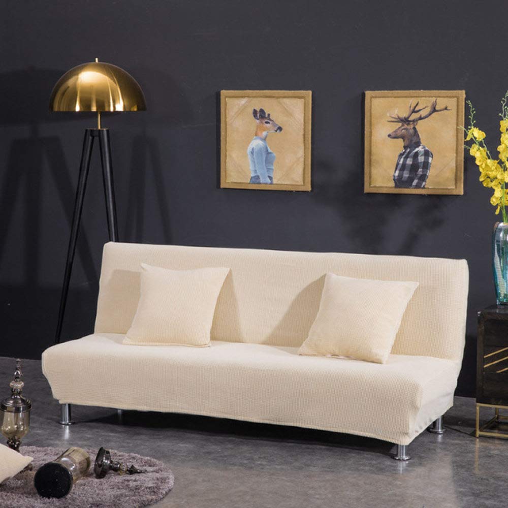Housse de canapé-lit extensible sans accoudoir clic clac beige crème S