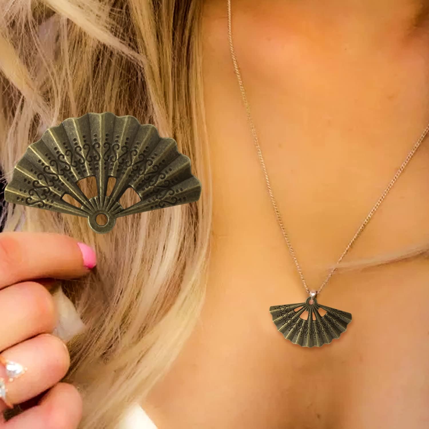 Honbay 30PCS Metal Folding Fan Charms Pendant Semicircular Fan-shaped Pendants for Earrings Bracelet Necklace Jewelry Making (3 Color) - Image 7