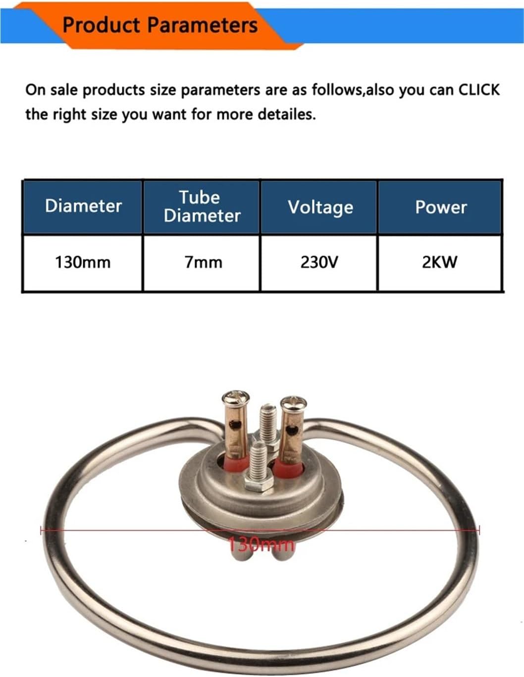 1PCS 230V 2KW Electric Heating Element for Rice Steaming Machine Stainless Steel 1" Cap Single Circular Water Heater