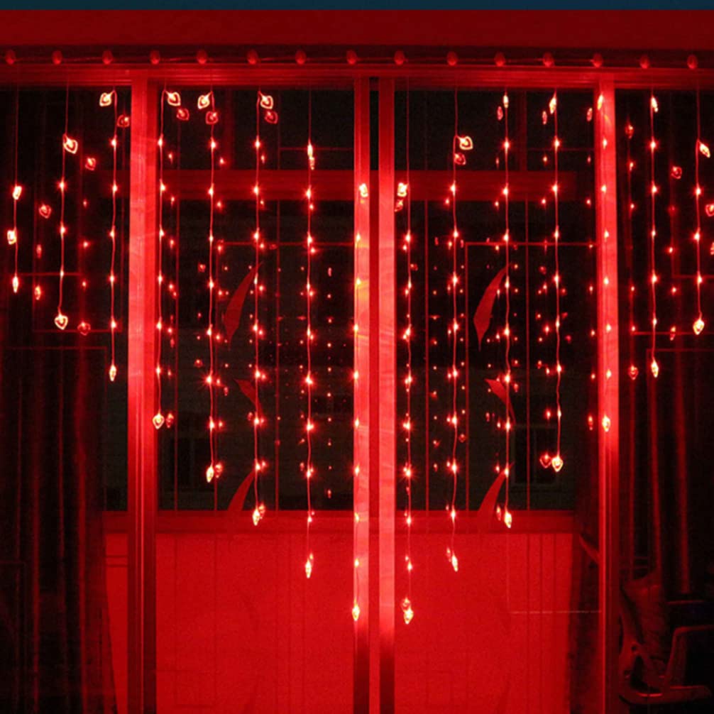 Uonlytech Luci a Tenda a Forma di Cuore LED per Decorazione Matrimonio e Festa Indoor, 2x1,5m in Acrilico Rosso per Creare Atmosfera Calda e Rilassata su Patio