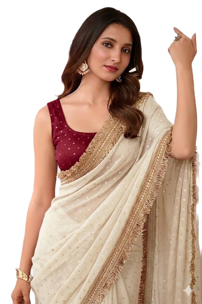 vragi Women’s Moss Silk Jacquard Butti Saree with Beautiful Fancy Lace Border and Unstitched Blouse Piece_(Moss Butti_vil6)-picture-16