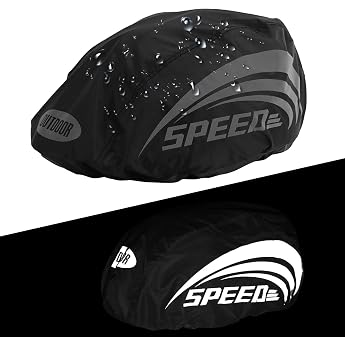 Reflective Bicycle Rain Cover Bicycle Helmet Rain Cover Windproof and Waterproof Helmet Cover Dustproof Helmet Rain Cover Helmet Cover for All Helmets Reflective Strips Black