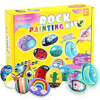 Lekebaby Rock Painting Kit, Arts and Crafts for Kids, Creative Toys & Gifts & Presents for Boys Girls Age 3-12 Year Old