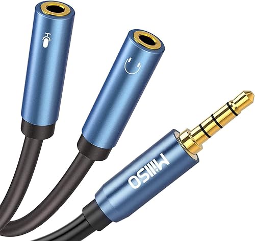 MillSO Adaptador divisor de auriculares de 0.138 in CTIA Divisor de audio (2 TRS hembra a 1 TRRS macho) Compatible con Xbox One, PS4, Smartphone,