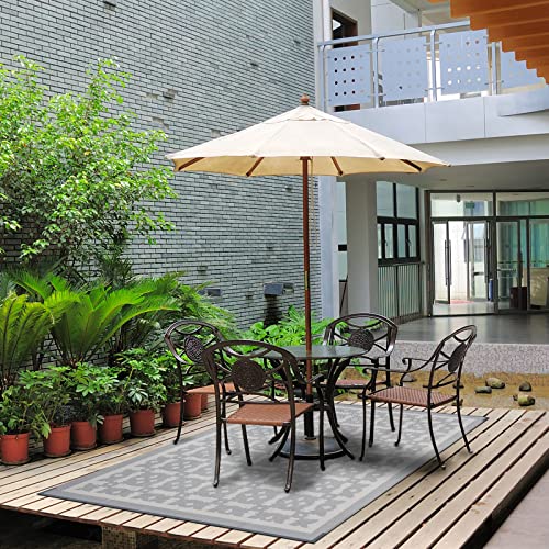 Tewwet Outdoor Plastic Straw Rug 5X8 Ft For Patios Clearance, Waterproof Large Reversible Mats, Outdoor Patio Area Rugs For Camping, Rv, Pool, Balcony, Deck(Grey) #TOP2