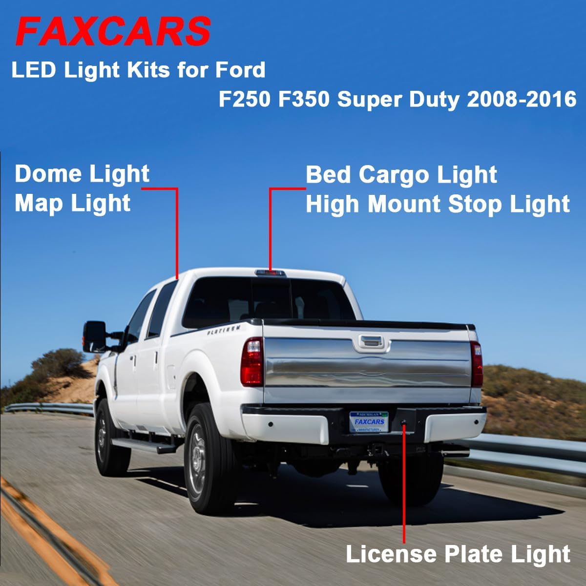16 pcs LED Interior Light + 3rd Brake Light + Cargo Lights Combo Kits for Ford F250 F350 Super Duty 2008 2009 2010 2011 2012 2013 2014 2015 2016