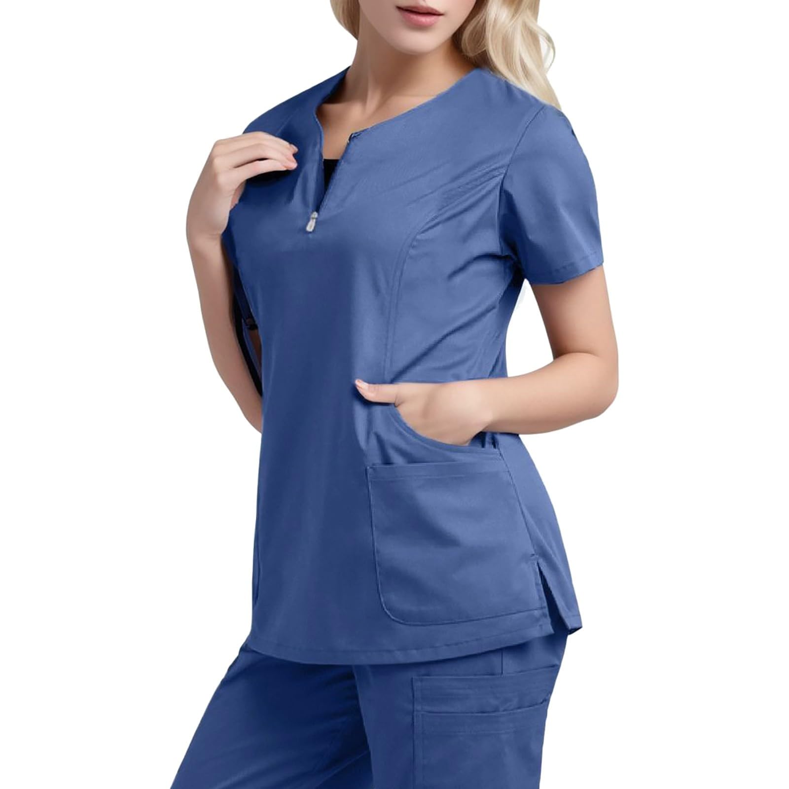 Fulidngzg Top Blanco: Uniforme Estetica Veterinaria Tallas Grandes Casaca Sanitaria Elástico Manga Corta Uniforme Sanitario Estética Cocinero Uniforme Limpieza Médico Unisex Casacas Uniforme Enfermera Clásico