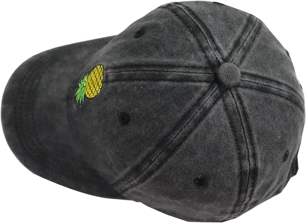Upside Down Pineapple Gifts for Women Men, Funny Pineapple Hat for Birthday, Dad, Mom, Husband, Wife, Grandpa, Grandma, Adjustable Washed Retro Vintage Distressed Cotton Fruit Summer Baseball Cap - Image 3