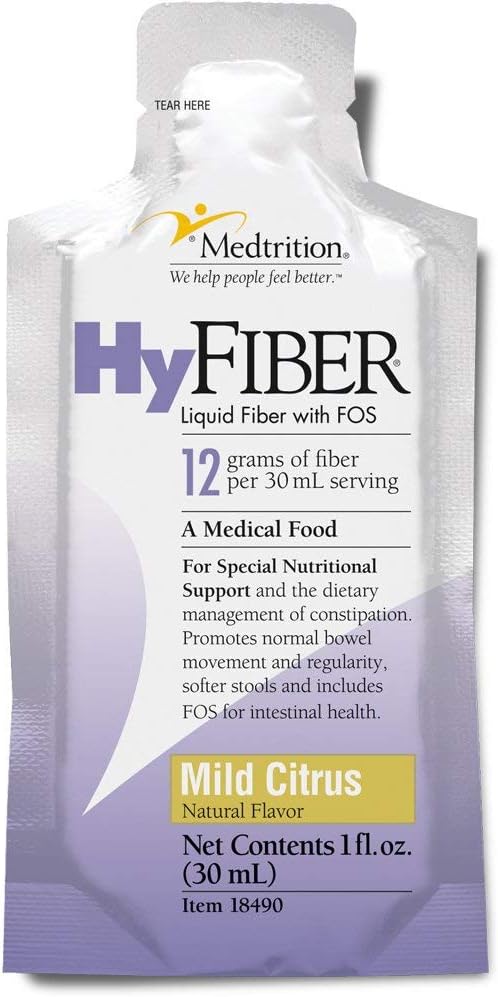 MedtritionHyFiber Daily Liquid Fiber for Regularity and Soft Stools, 12 Grams Soluble Fiber, 1 fl oz 25 Pack