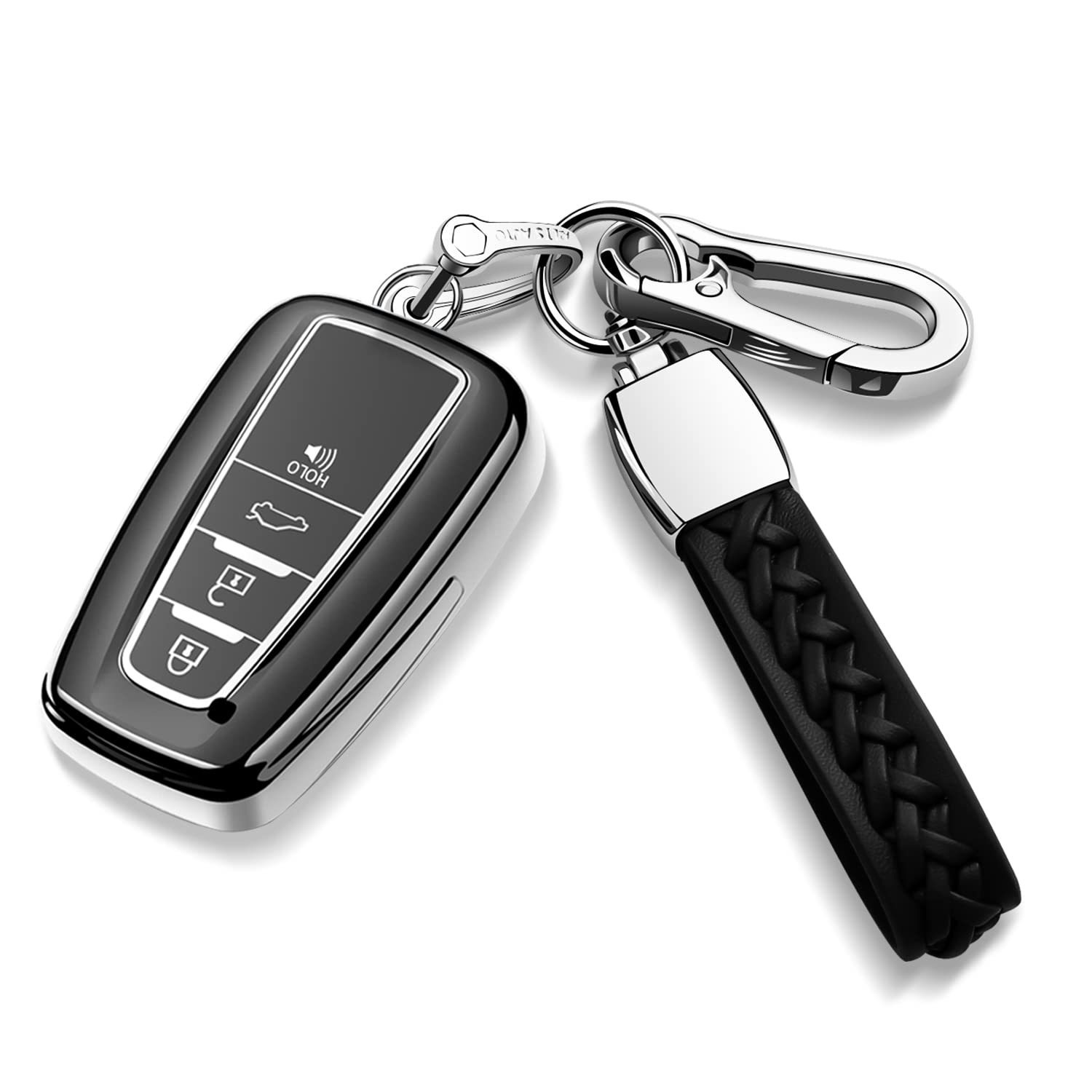 Photo 1 of Autophone Compatible with Toyota Key Fob Cover with Keychain Fit For 2018-2022 Camry RAV4 Highlander Avalon C-HR Prius Corolla GT86(Silver)