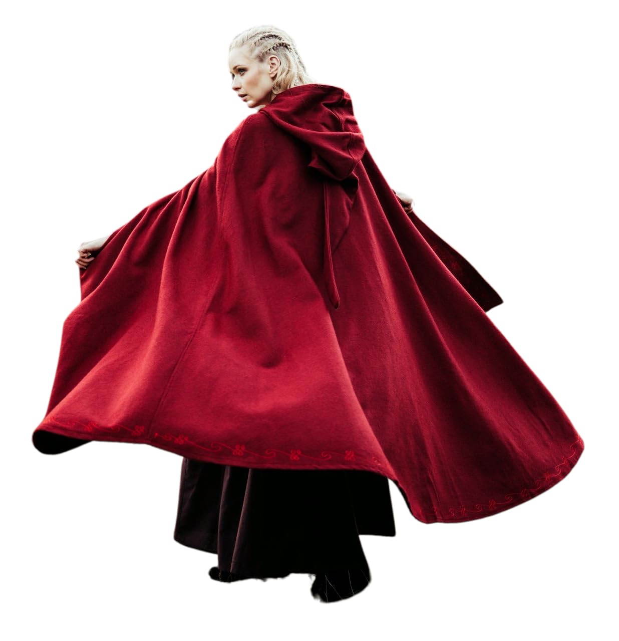 Leonardo Carbone® Unisex Mittelalter Wollumhang | mit Stickerei Alma
