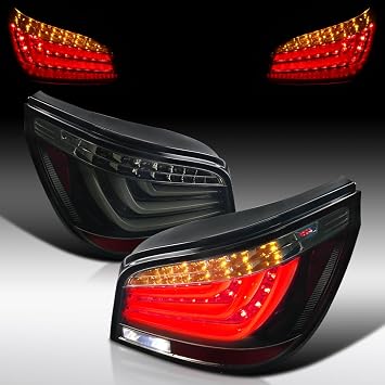 Autozensation Tail Lights For 2004-2007 BMW 5-Series Black Left+Right