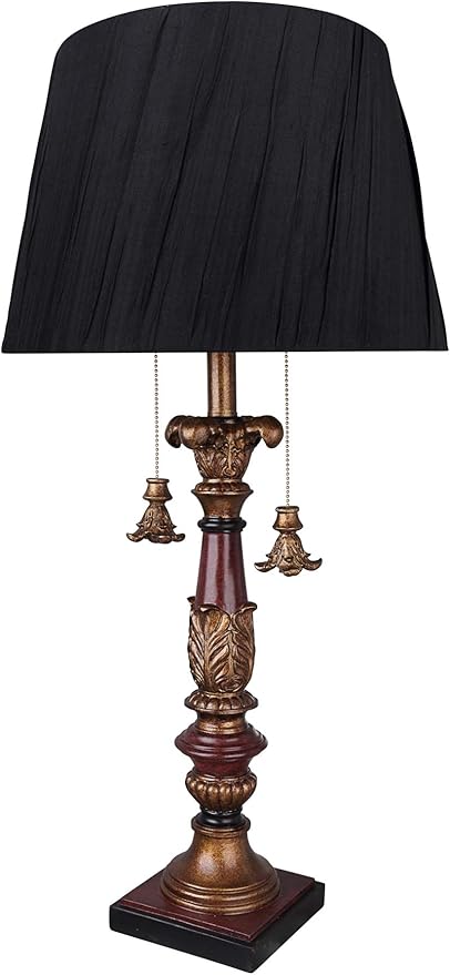 Aspen Creative Aspen Creative 40197-11, 33" High Transitional Metal & Resin Table Lamp, Antique Red & Gold and Empire Shaped Lamp Shade in Black, 15" Wide photo 3