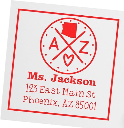 Miniatura 307 de Texas State Love - Sello de dirección cuadrado, uso con almohadilla de sellos, sello de correo de Texas, tamaño 1-5/8 pulgadas Manija