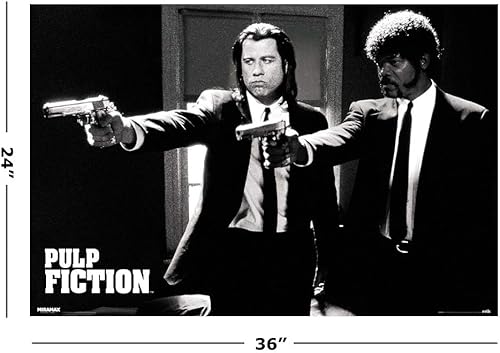 Miniatura 2 de POSTER STOP ONLINE Pulp Fiction - Póster de película (Vincent & Jules - Guns) (tamaño: 36" x 24") Sin marco, multicolor,Póster laminado,Tiras