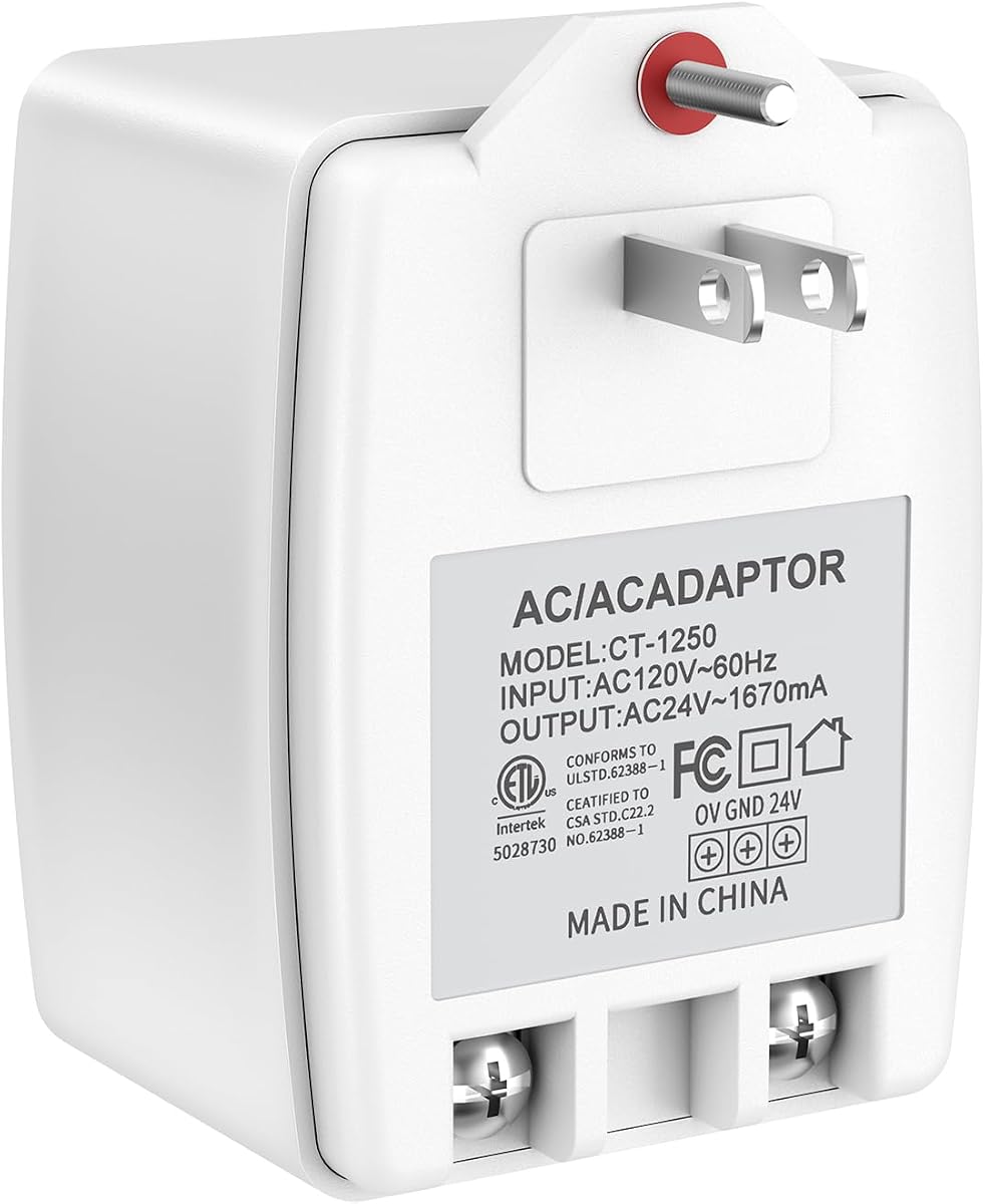 24V AC 40VA Plug in Transformer for Ring Video Doorbell and Thermostats | 24V AC 40VA Plug in Transformer for Ring Video Doorbell and Thermostats