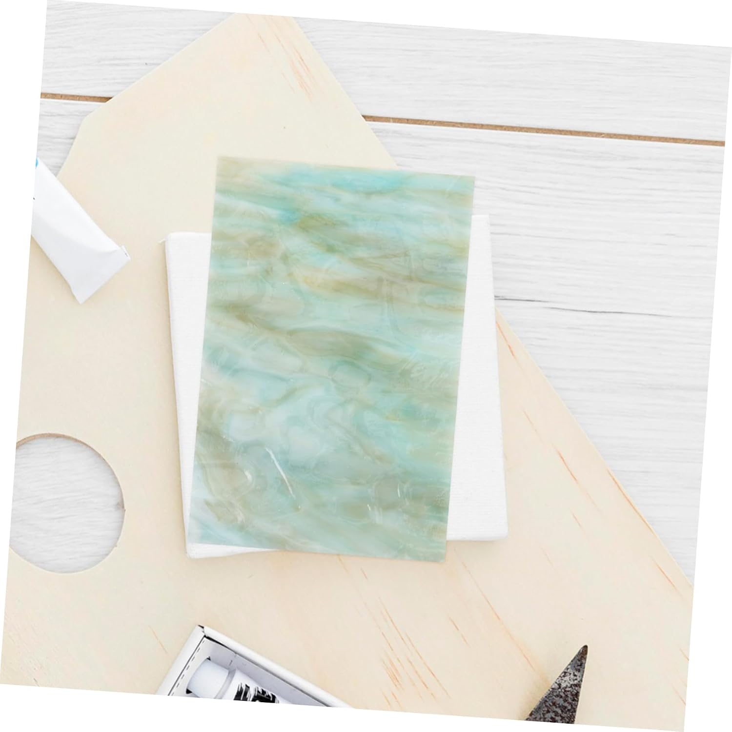 Tofficu 2pcs Water Ripple Glass Sheets for DIY Crafts Stained Glass Tiles for Artistic Home Office Decor for Projects and Creative Decorations