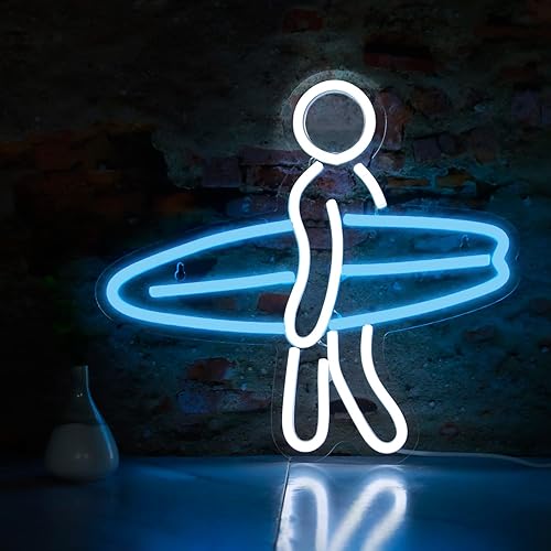 Miniatura 5 de Letrero de neón para decoración de pared de dormitorio, alimentado por USB, decoración de tabla de surf, luz de surfista regulable, letrero de neón