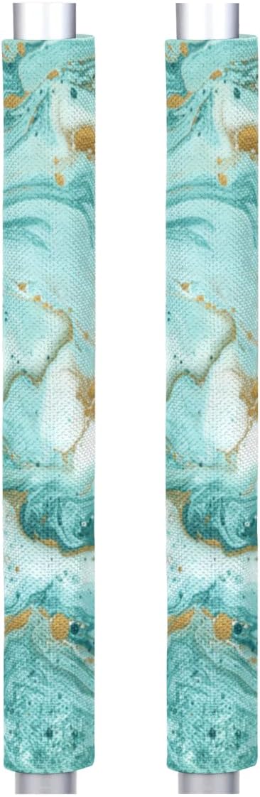 2 Pack Turquoise Marble Refrigerator Door Handle Covers for Kitchen Appliances, Marble Texture Decorative Fridge Handle Cover Set of 2 Washable