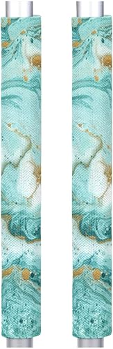 Paquete de 2 fundas decorativas para manijas de puerta de refrigerador de mármol turquesa para electrodomésticos de cocina, textura de mármol, juego