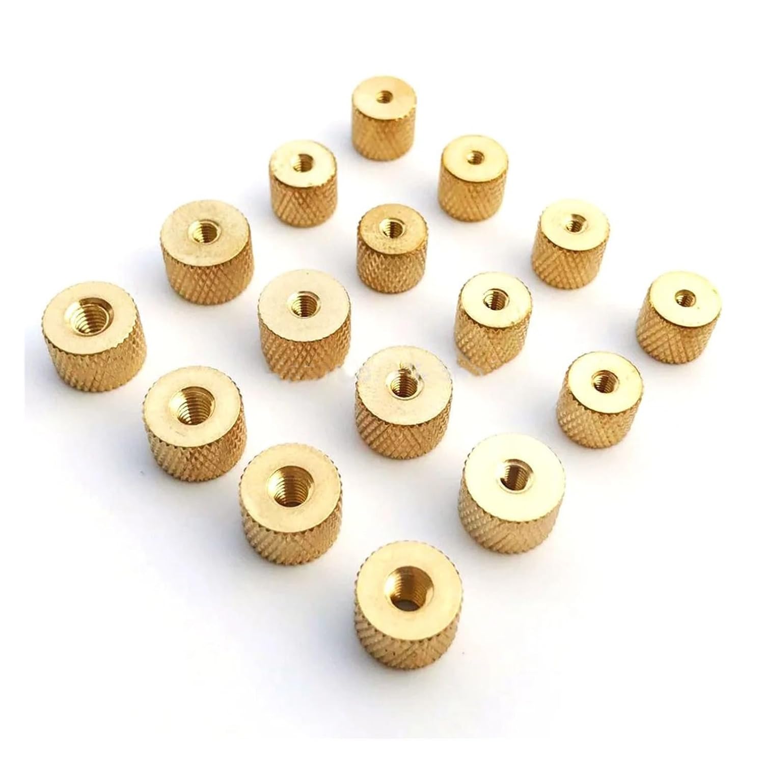 25pcs Brass Copper Cylindrical Adjusting Knurled Thumb Nut Pinapple Pattern Thumbnut Compatible Air Water Cooling Fan PC Case Model DIY(M2.5)