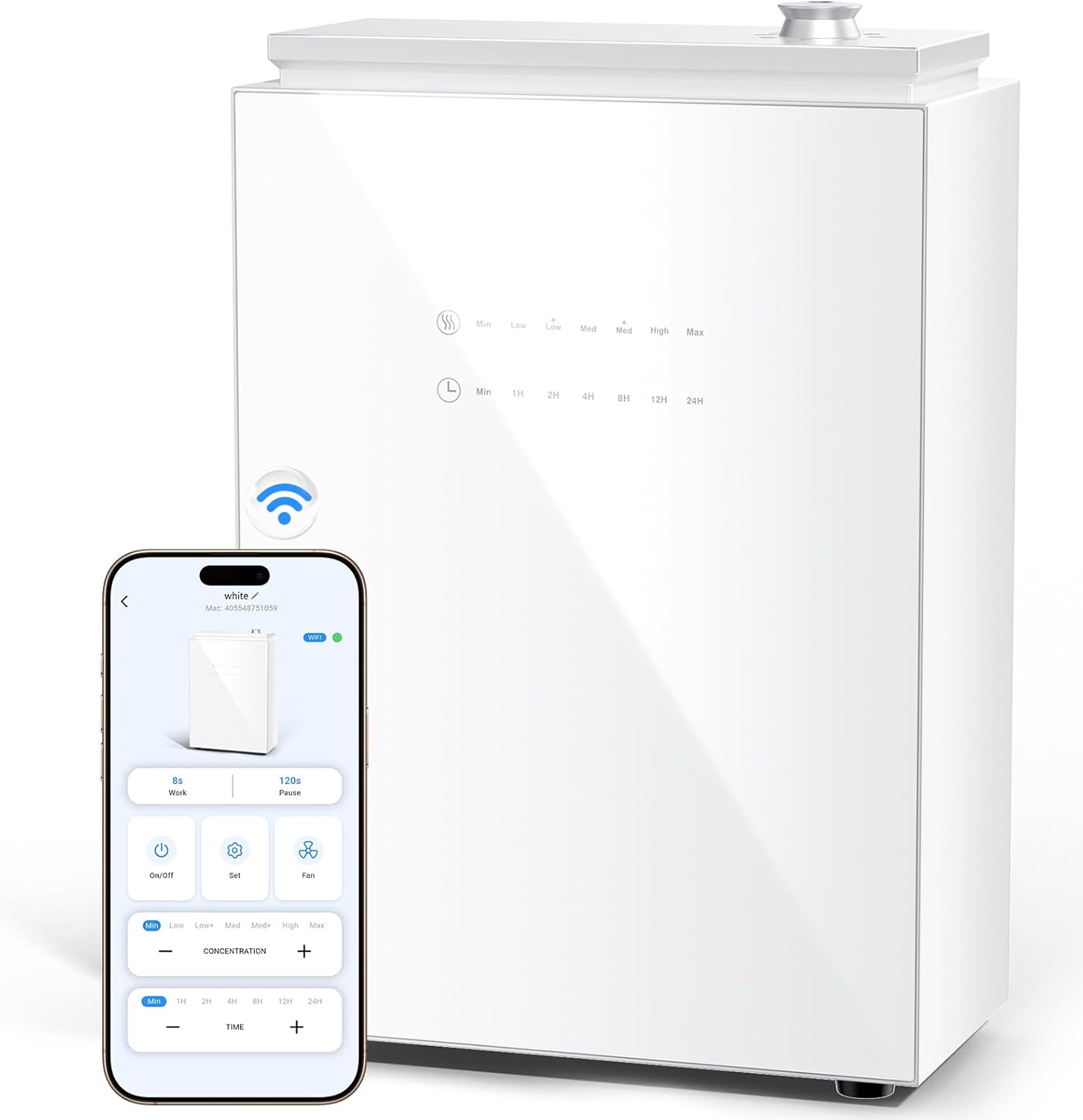 Essential Oil Diffuser – HVAC System, 5500 Sq.Ft Waterless Diffuser, Whole House & Aromatherapy Diffuser, Oil Diffuser for Office Home Large Room, WiFi & Bluetooth App Control, White