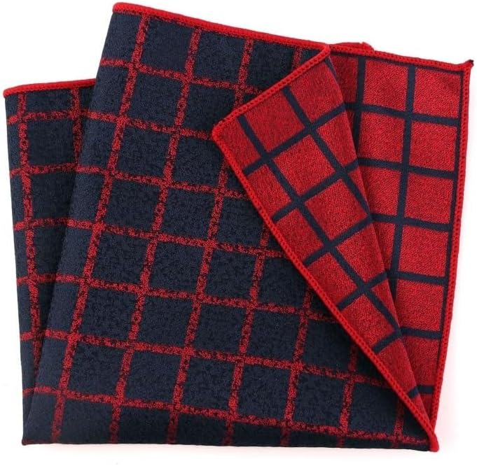 Men's Pocket Square Polka Dot Plaid Stripe Suit Shirt Small Handkerchief