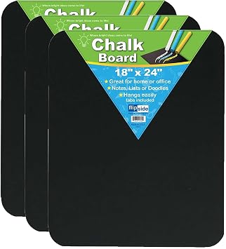 Flipside Products Chalk Board, 18-inch x 24-inch, Black, Pack of 3 FLP10204-3