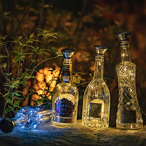Image of VOOKRY Solar Wine Bottle Lights with Cork 8 Pack 20 LEDs Fairy Lights String Silver Wire Light,for Party,Christmas,Mother's Day,Wedding Center or Table Decorations, Warm White