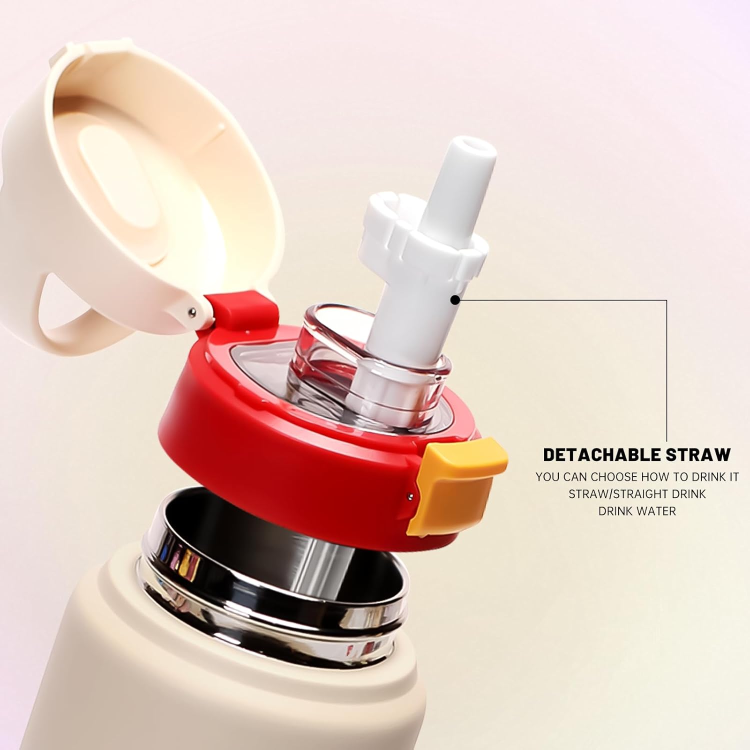 Insulated Water Bottle With Straw, 24 oz Leak Proof 18/8 Stainless Steel Vacuum Tumbler, Stainless Steel Water Bottle for Sports, Gym or Office, BPA-Free Keep Cold 24H Hot 12H (White) - Image 3