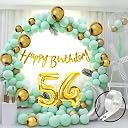 Flyloons 54th Green Gold Happy Birthday Decoration for Girls Kids Boys, Golden Glitter Happy Birthday Banner,Green Pastel Balloons,Golden Chrome Balloon,Arch Tape birthday decoration items for room gallery image