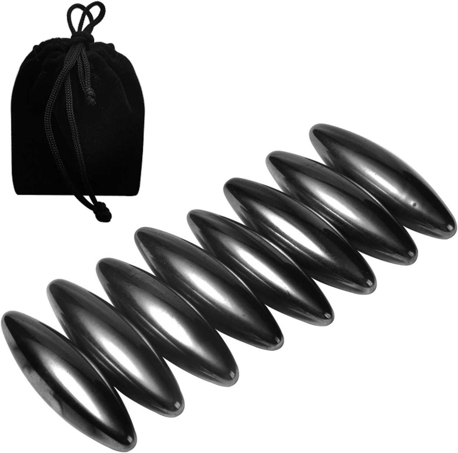 8Pieces 43mm Black Magnetic Stones, Snake Eggs Magnets Hematite Rattle Snake Magnetic Rattlesnake Egg.