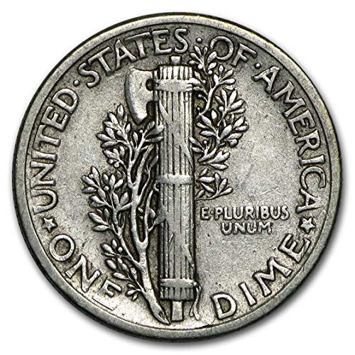 1916 -1945 Silver Mercury Dime. Beautiful Authentic"Fascist" Usa Coin With Fasces Same Symbol Later Used By Benito Mussolini Dime Circulated Graded By Seller #TOP4