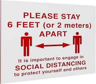 Social Distancing Plastic Signs | Customized Plastic Emergency, Hospital, Warning, and Sanitation Signs | Multiple Colors | Tape for Easy mounting