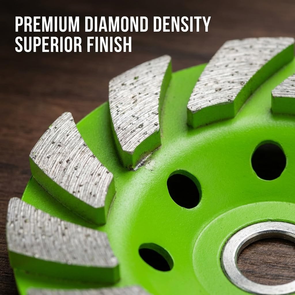 4" Diamond Concrete Grinding Wheel, 12-Segment Concrete Grinding Wheel Disc for Angle Grinder - Polishing & Cleaning Stone, Cement, Marble Surfaces (Green)