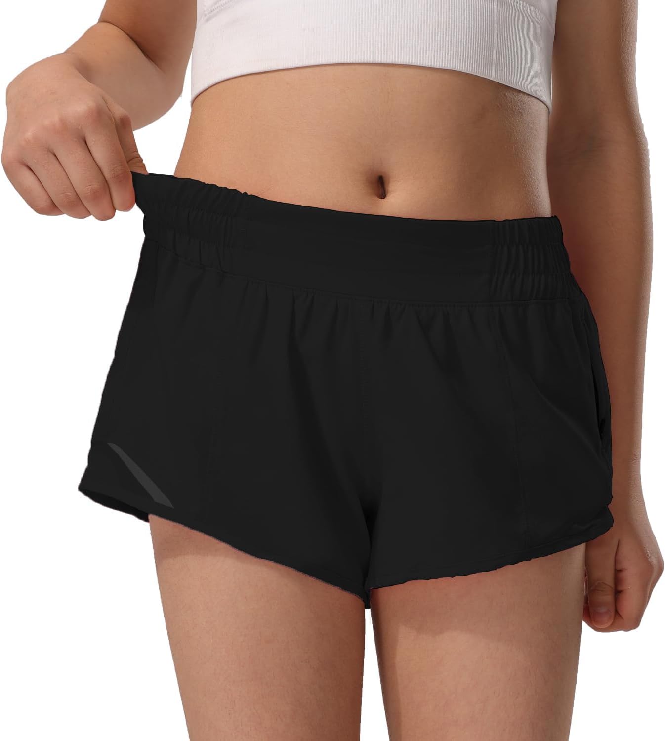 Girls Athletic Shorts Lightweight Running Shorts for Teen Girls Kids Liner with Zip Pocket and Elastic