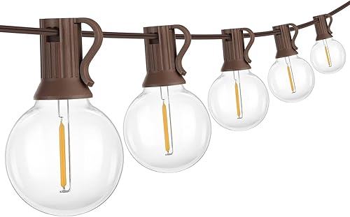 Miniatura 7 de Mlambert - Tira de luces LED G40 de 50 pies, 25 + 2 bombillas, para exteriores, patio, mercado, bistró, pérgola, café, impermeables e irrompibles,