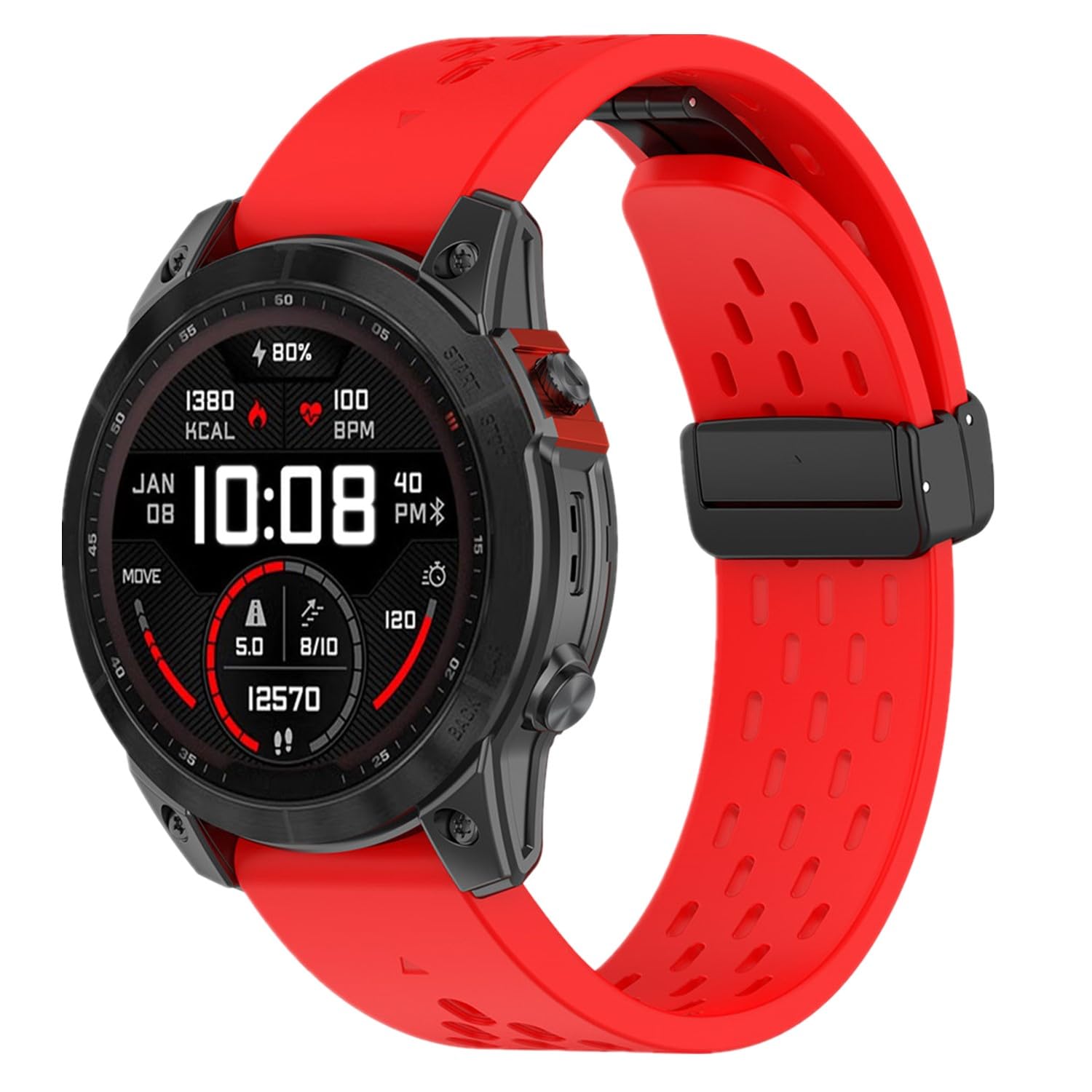 Huwokxix 22mm Watch Strap compatible with Garmin instinct 2/approach S62/Forerunner 965/955/945/935,Adjustable Silicone Sports Wristband Replacement Band (Red)